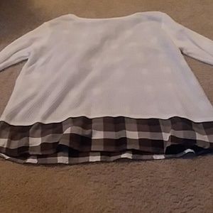 White and black plaid shirt